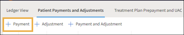 The +Payment button with a yellow highlight box around it.